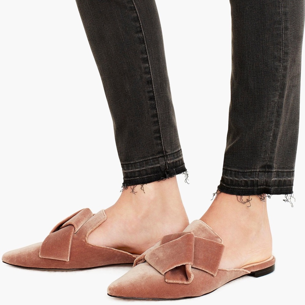 J Crew Marina slides in velvet seashell